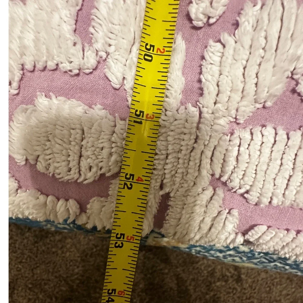 Vintage Chenille Bedspread Lavender Good Tufted Floral Fringe Boho Cottagecore
